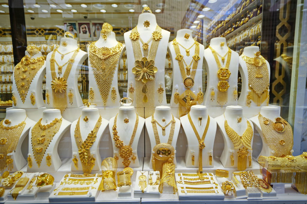 Dubai gold souk market. Stock image.