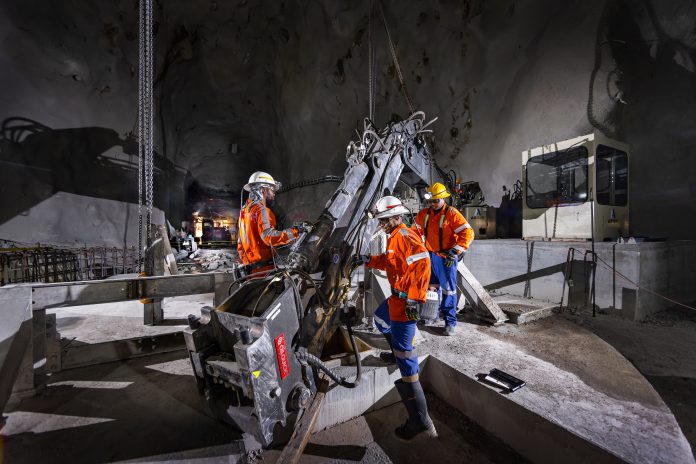Murray and Roberts Cementation - Venetia. Underground. 94 Level. Rockbreaker Installation